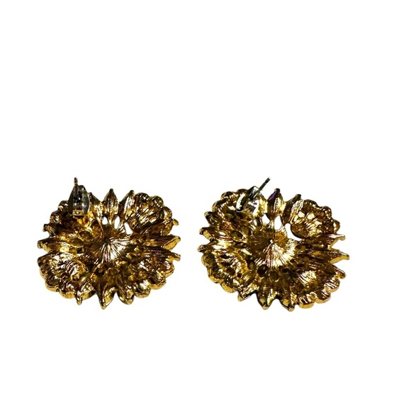 VINTAGE GOLD COSTUME EARRINGS - Picture 3 of 4